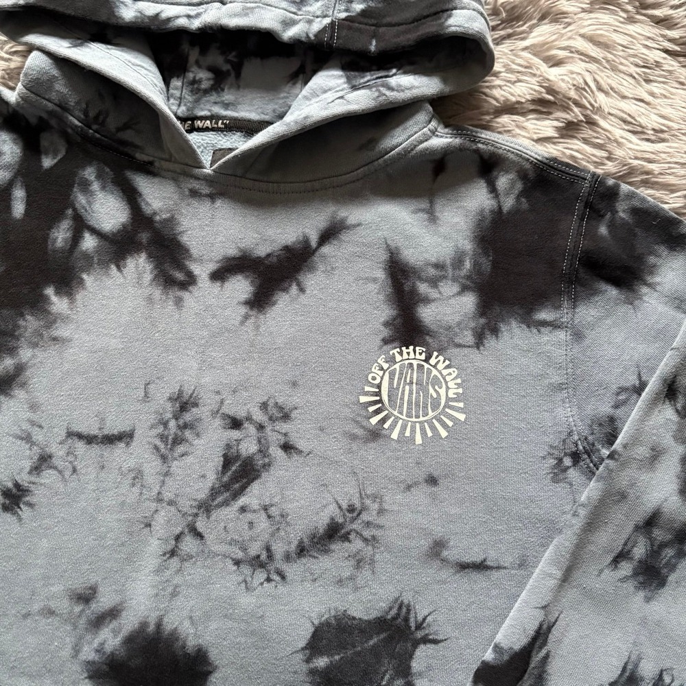 VANS Tie-Dye Hoodie Gray Black Youth X-Large Skater Preppy Casual Comfy - Picture 2 of 3